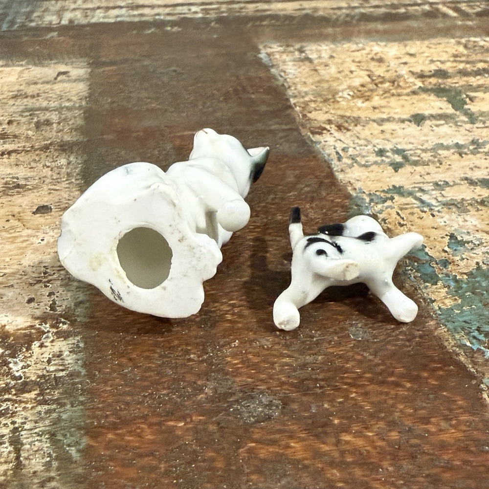 Siamese Kitten Cat Vintage Ceramic 2 pc Mom & Kitty Miniature Mini Shelf Cottage - Picture 5 of 5